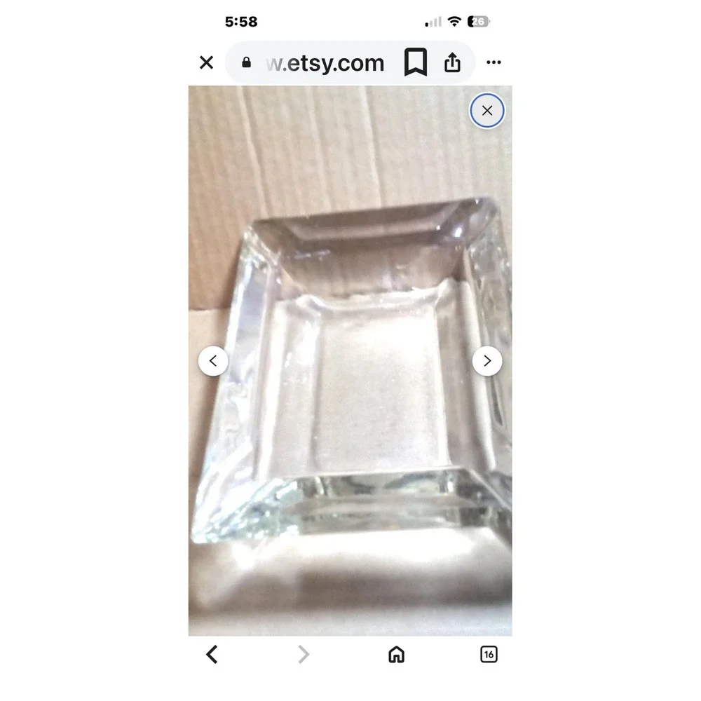 Vintage Square Glass Ashtray‎ Mid Century Modern Decor